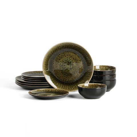 Riley 12-Piece Dinnerware Set Stoneware, Service for 4