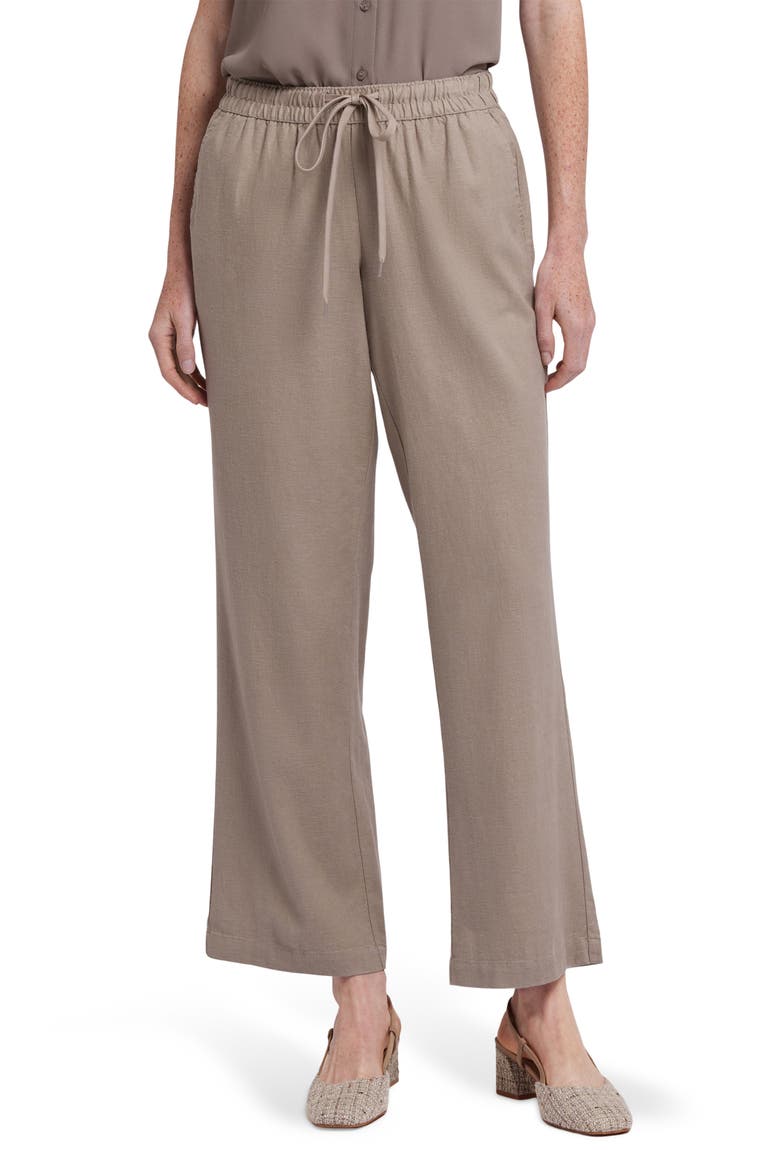 Relaxed Drawstring Linen Blend Pants, Main, color, SADDLEWOOD