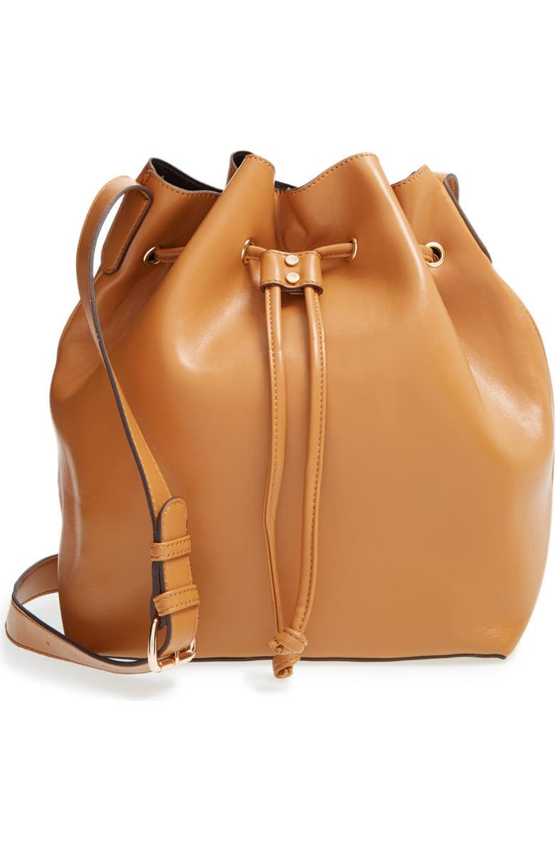 Sole Society 'Nevin' Faux Leather Drawstring Bucket Bag, Main, color,