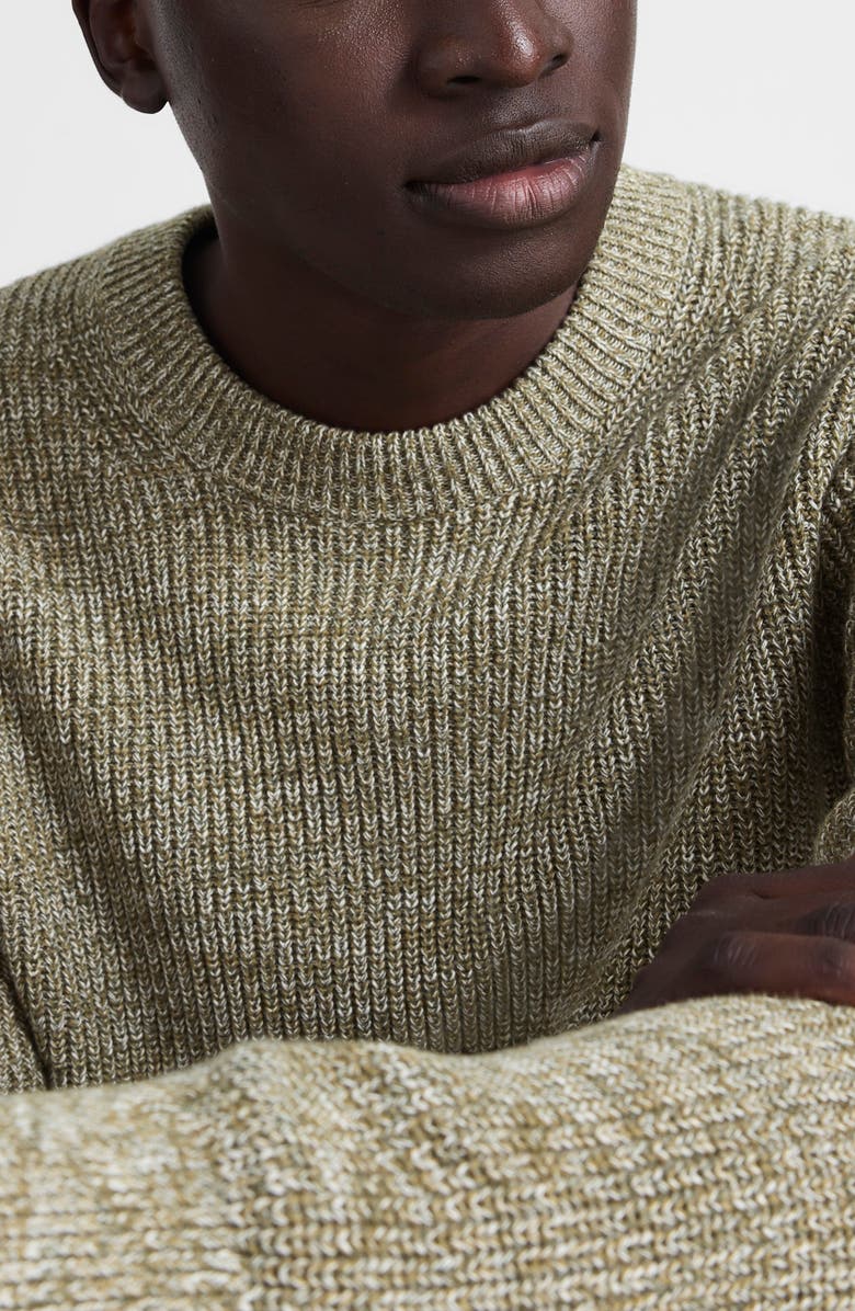 Madewell Marled Cotton Shaker Stitch Crewneck Sweater, Alternate, color, Dusty Olive