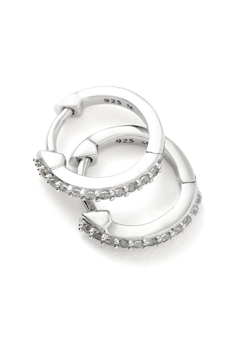 Pavé Huggie Hoop Earrings, Alternate, color, SILVER