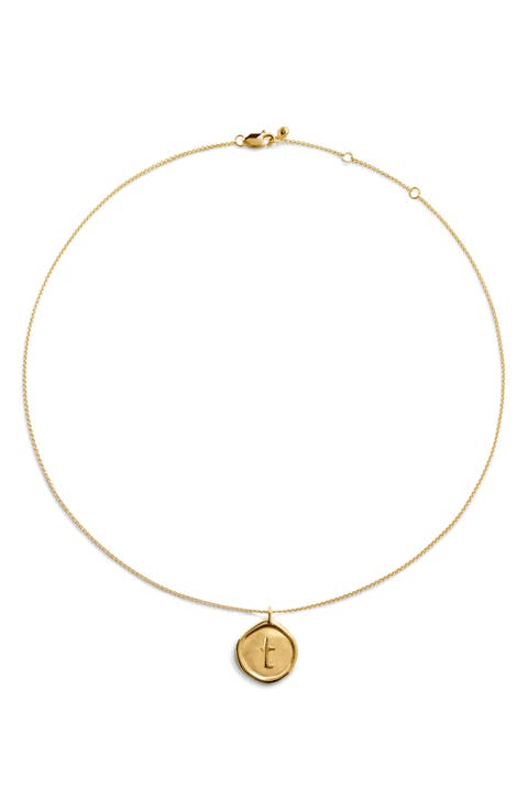 Initial Stamp Pendant Necklace