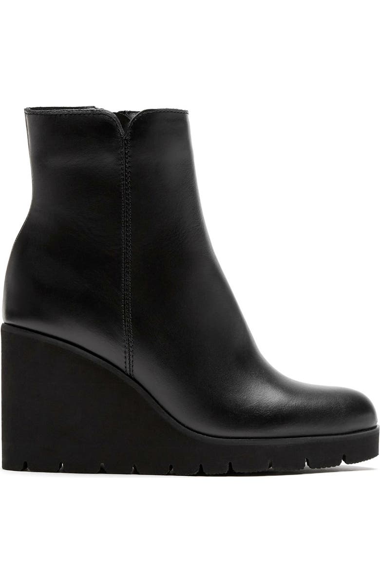La Canadienne Go Wedge Leather Bootie, Alternate, color, Black