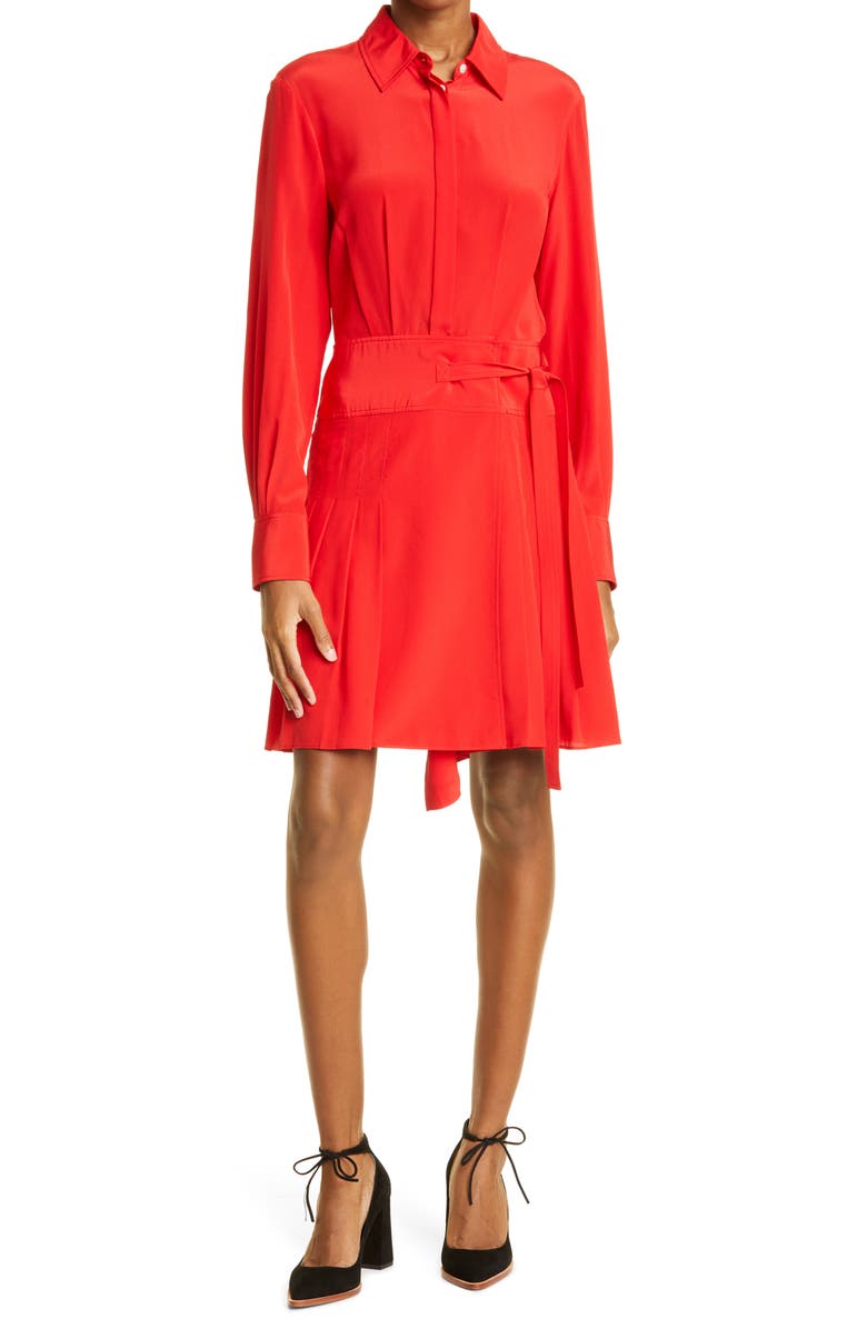 JASON WU Collection Long Sleeve Silk Crêpe de Chine Shirtdress, Main, color,