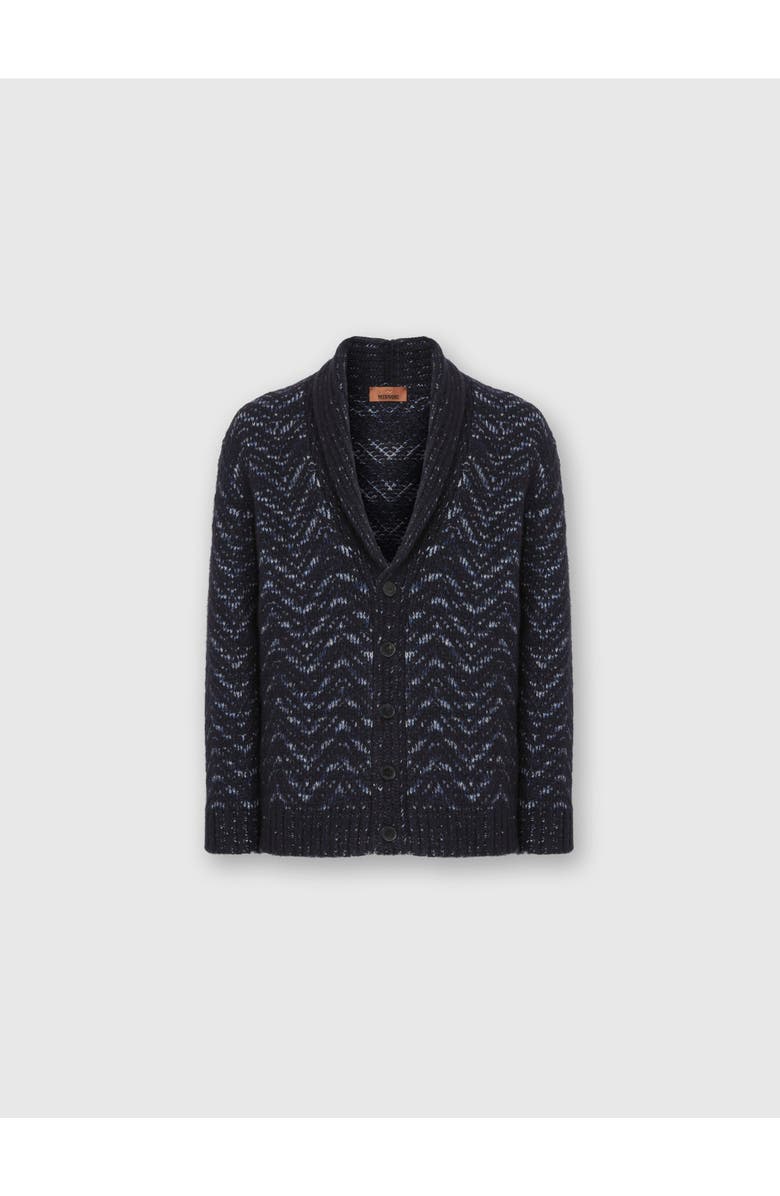 Missoni Buttoned Cardigan With Chevron Pattern, Main, color, Blue