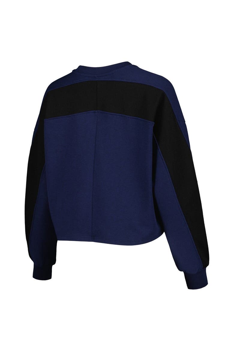 Women's Gameday Couture Navy Michigan Wolverines Back To Reality Colorblock Pullover Sweatshirt, Alternate, color, Navy