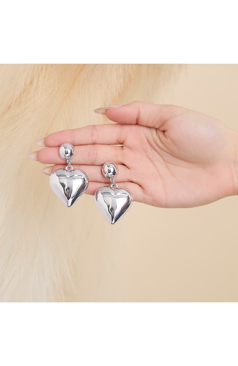 Jessica Simpson Drop Hear Dangle Earrings, Alternate, color, Silver