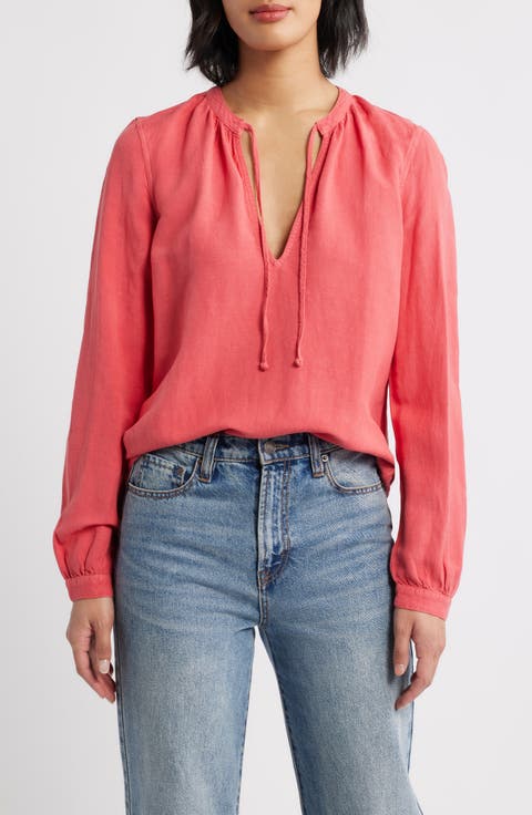 Shirred Linen Blend Top