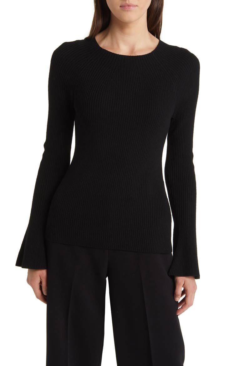Mercer Rib Wool Sweater, Main, color, BLACK