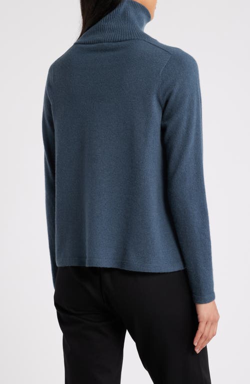Eileen Fisher Boxy Cashmere Turtleneck Sweater In Blue