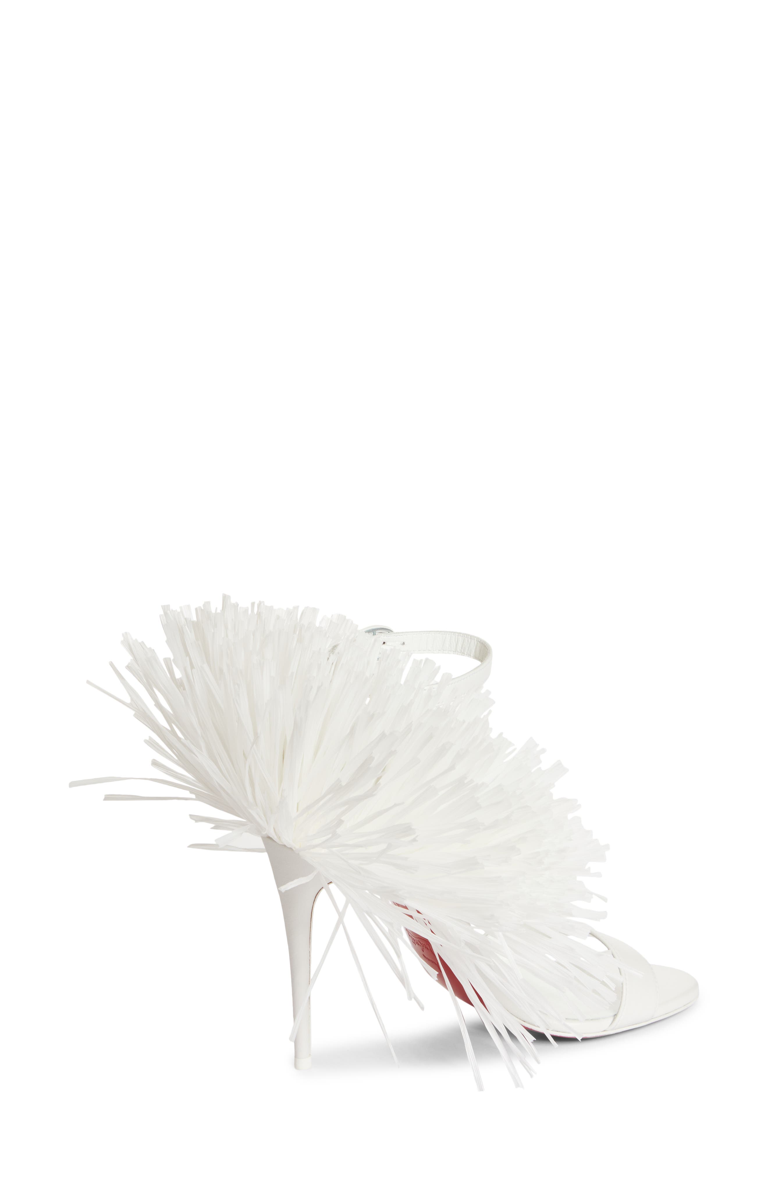 Christian Louboutin Loubigirl Raffia Fringe Sandal, Alternate, color, 