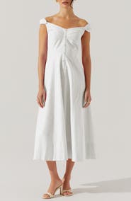 ASTR the Label Charelin Off the Shoulder Linen Blend Midi Sundress