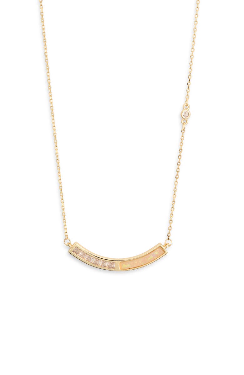 NORDSTROM RACK Cubic Zirconia & Mother-of-Pearl Bar Necklace, Main, color,