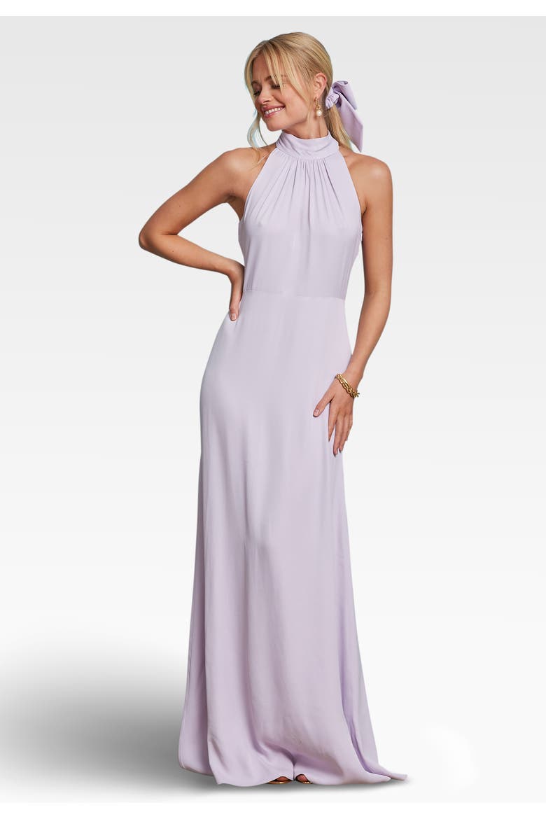 Tilly Satin High Neck Bridesmaid Dress, Main, color, Lilac