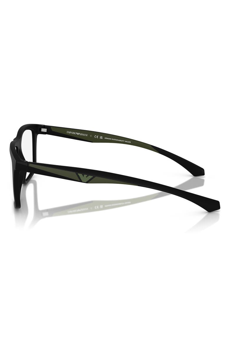 Emporio Armani 55mm Square Optical Glasses, Alternate, color, Matte Black / Clear