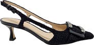 Madison Maison Crystal-Embellished Buckle Slingback Pumps