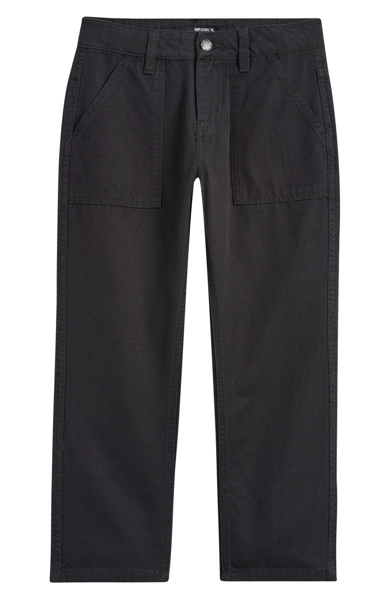 Rip Curl Kids' Hyped Canvas Straight Leg Pants, Main, color, Washed Black