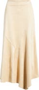 CITY BLUES Asymmetrical Hem Faux Suede Midi Skirt