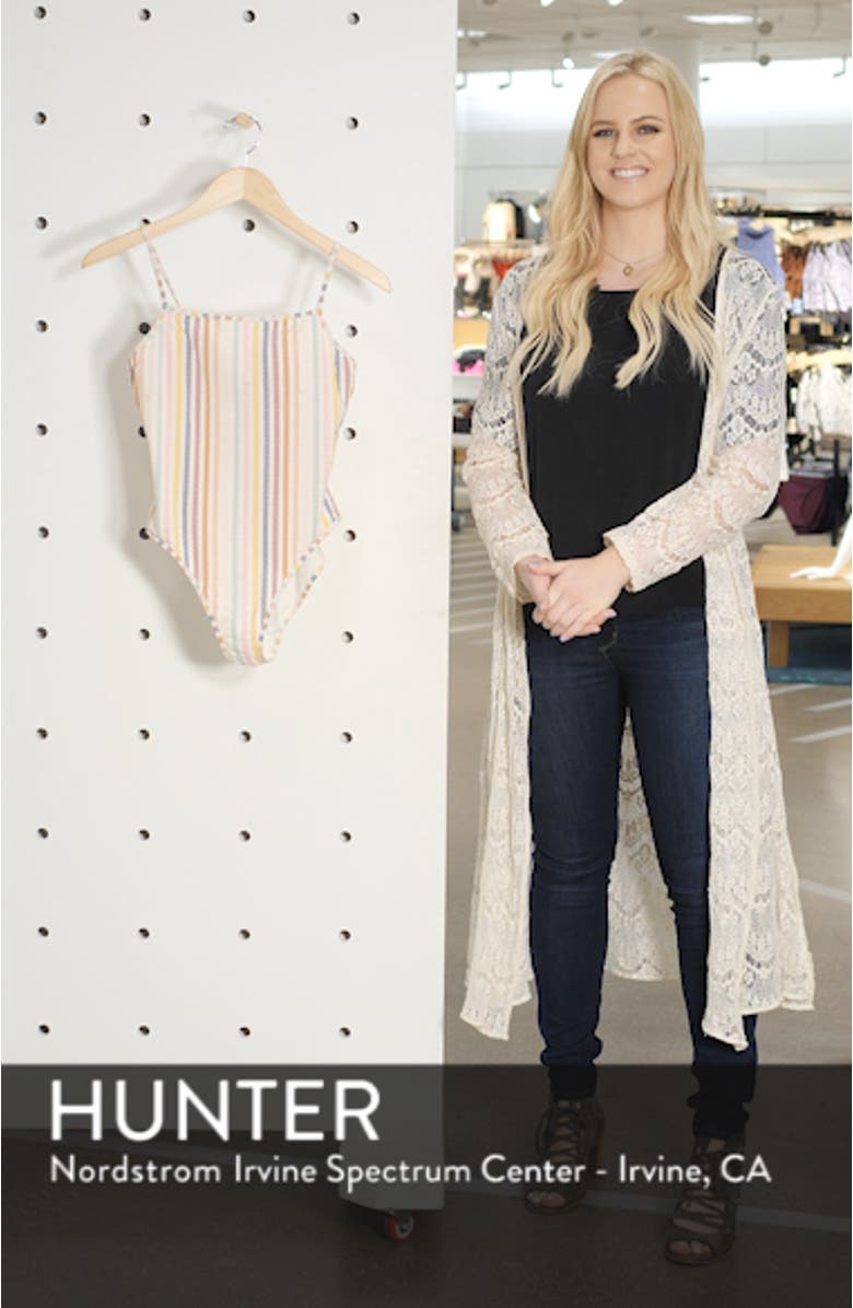 Seersucker Stripe Straight One-Piece Swimsuit, sales video thumbnail