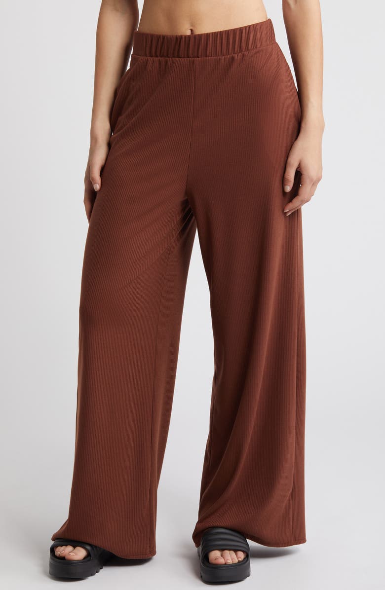 Dressed in Lala Gigi Rib Sleeveless Top & Wide Leg Pants, Alternate, color, Brown