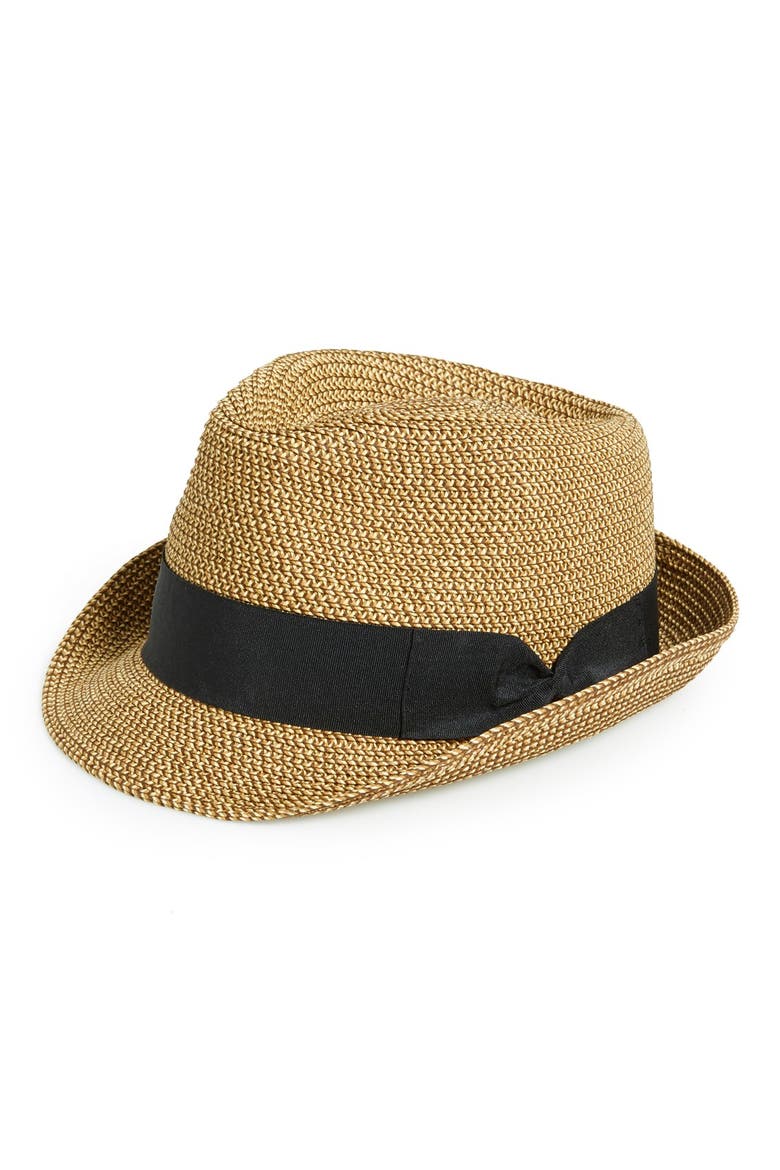 Straw Fedora, Main, color, NATURAL/ BLACK