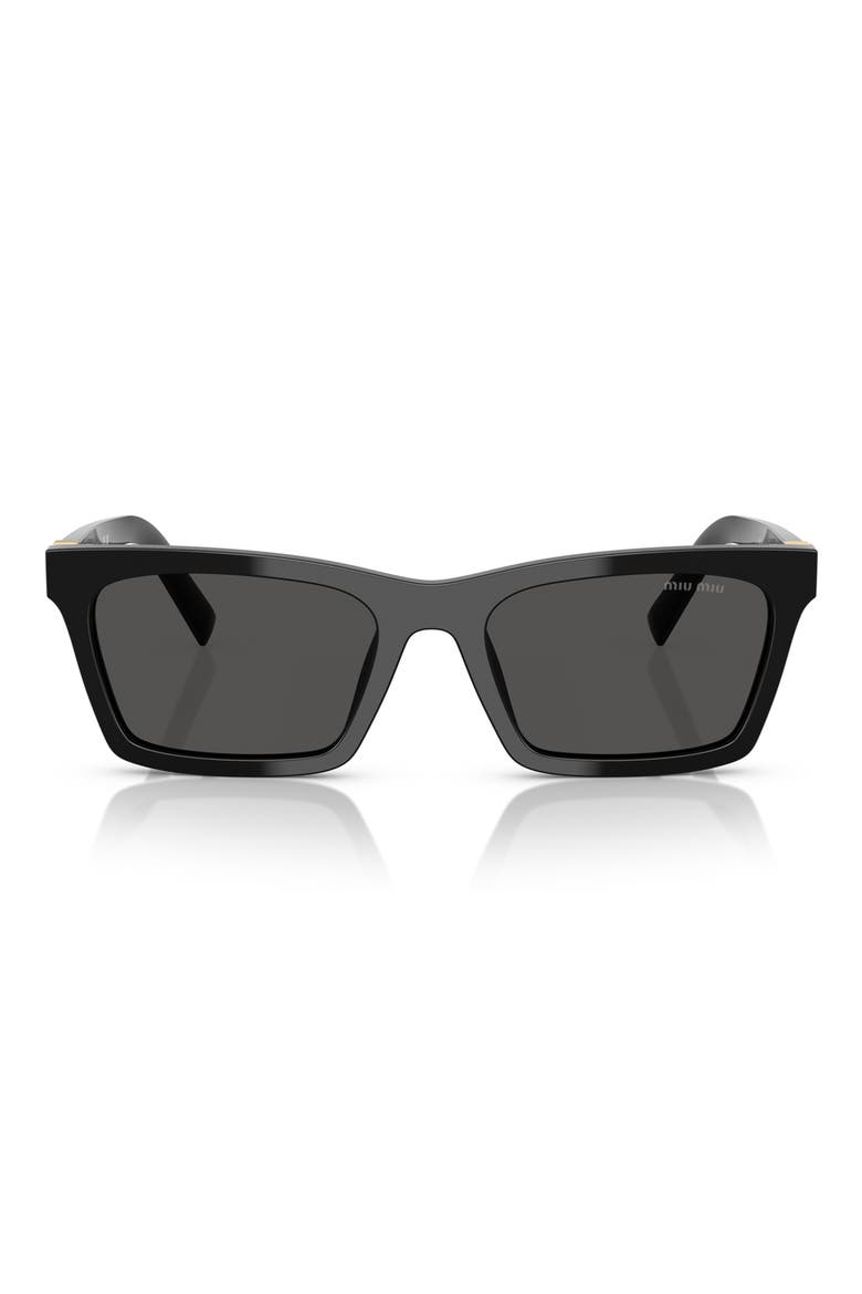55mm Rectangular Sunglasses, Alternate, color, BLACK / DARK GREY