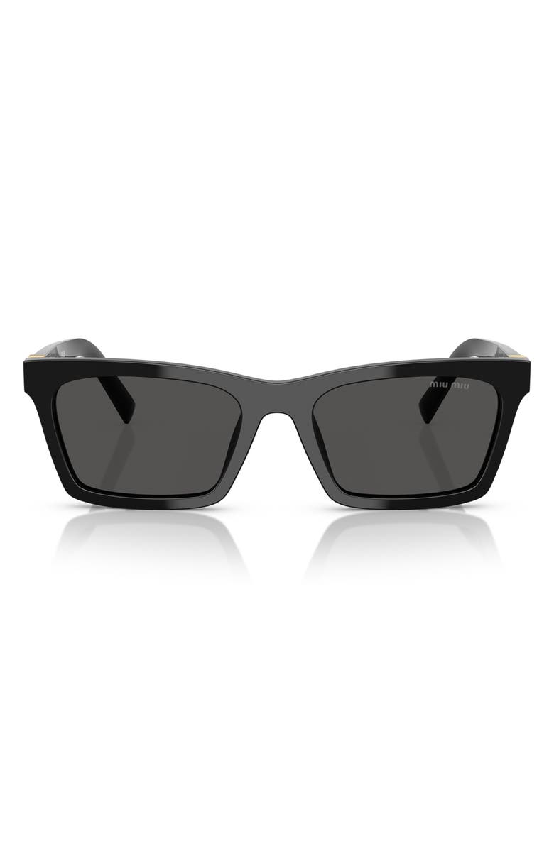 Miu Miu 55mm Rectangular Sunglasses, Alternate, color, Black / Dark Grey