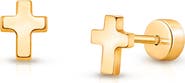 Tiny Blessings 14K on Titanium Golden Cross Stud Earrings