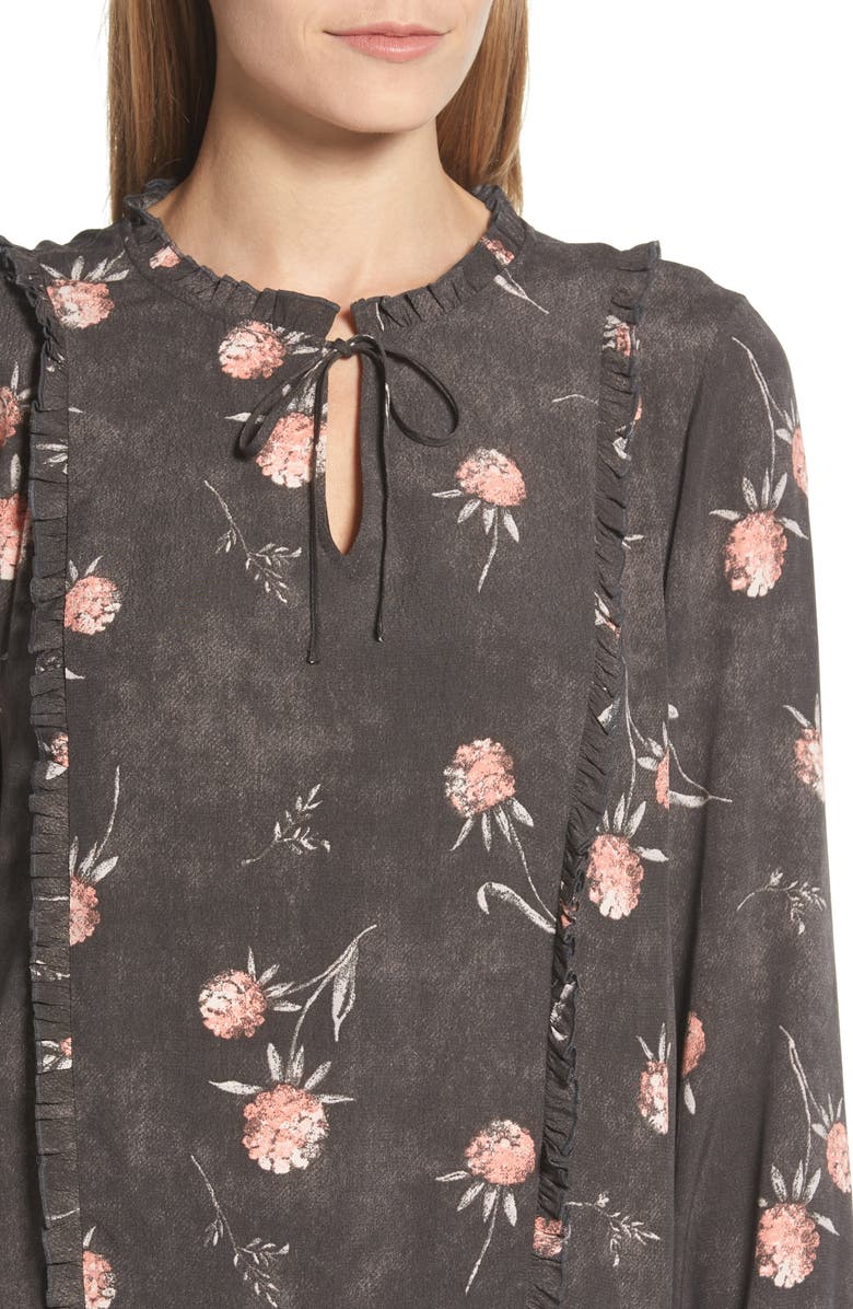 Caslon<sup>®</sup> Ruffle Split Neck Dress, Alternate, color,