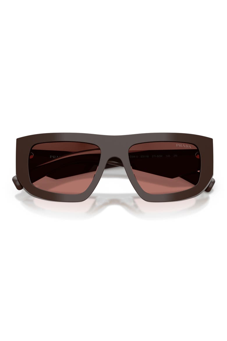 53mm Irregular Shield Sunglasses, Alternate, color, CIGAR / BORDEAUX