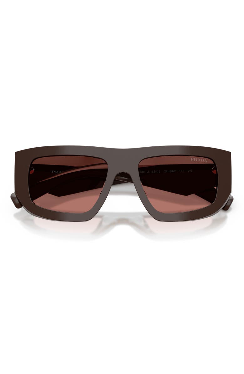Prada 53mm Irregular Shield Sunglasses, Alternate, color, Cigar / Bordeaux