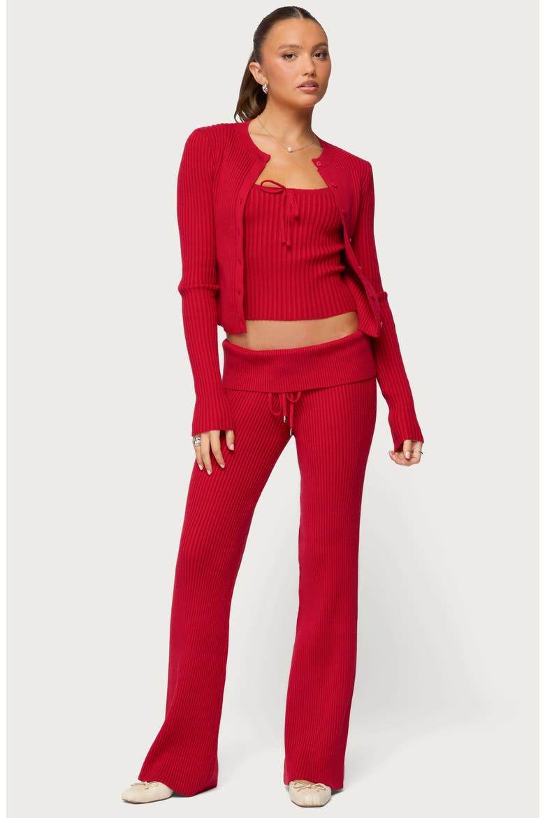 Adannah Rib Cardigan, Alternate, color, RED