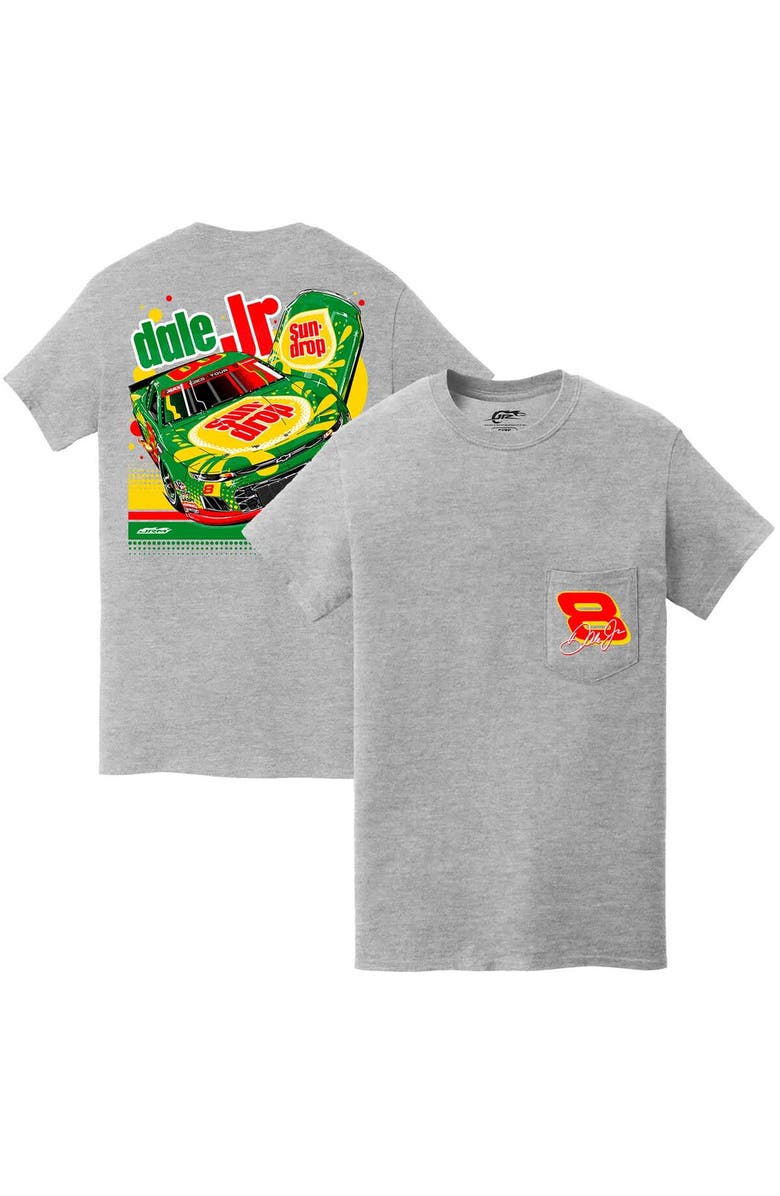 JR MOTORSPORTS OFFICIAL TEAM APPAREL Men's JR Motorsports Official Team Apparel  Heather Gray Dale Earnhardt Jr. Sun Drop #8 Camaro Pocket T-Shirt, Main, color, Heather Gray