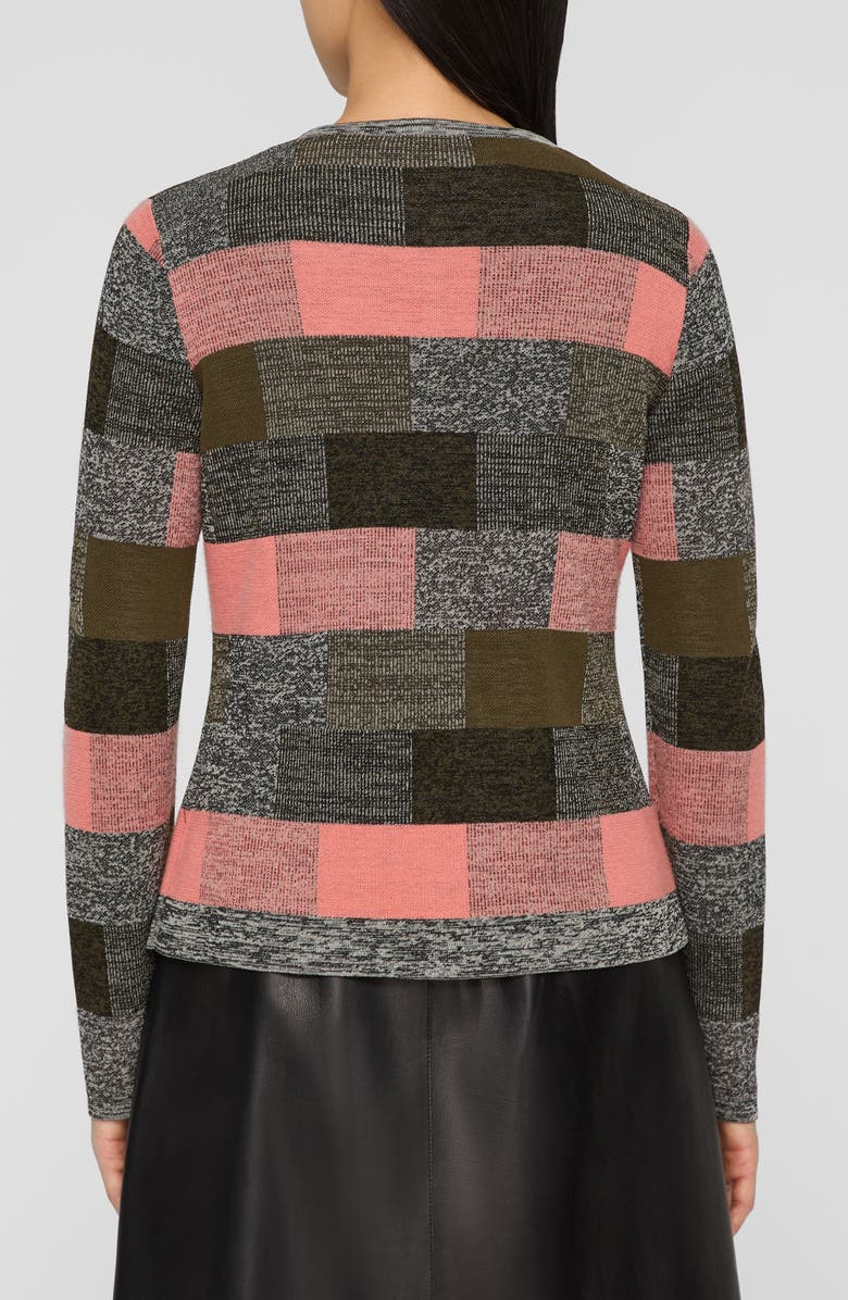 Lafayette 148 New York Colorblock Jacquard Cardigan, Alternate, color, Altrosa Pink