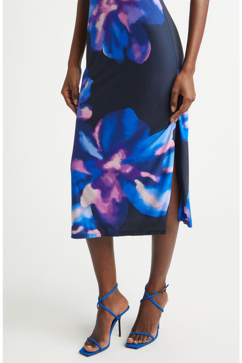 Kamila Body-Con Midi Dress, Alternate, color, NAVY FLORAL JERSEY