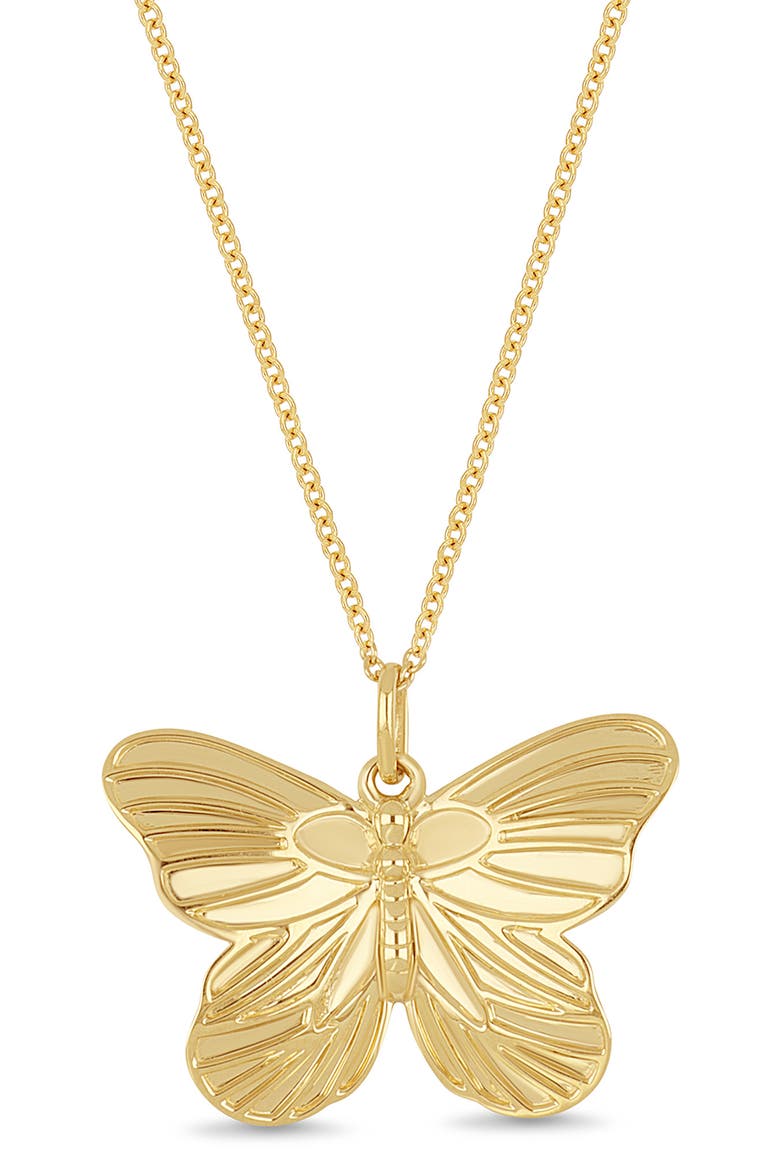 14K Yellow Gold Butterfly Pendant Necklace, Alternate, color, 14K YELLOW GOLD