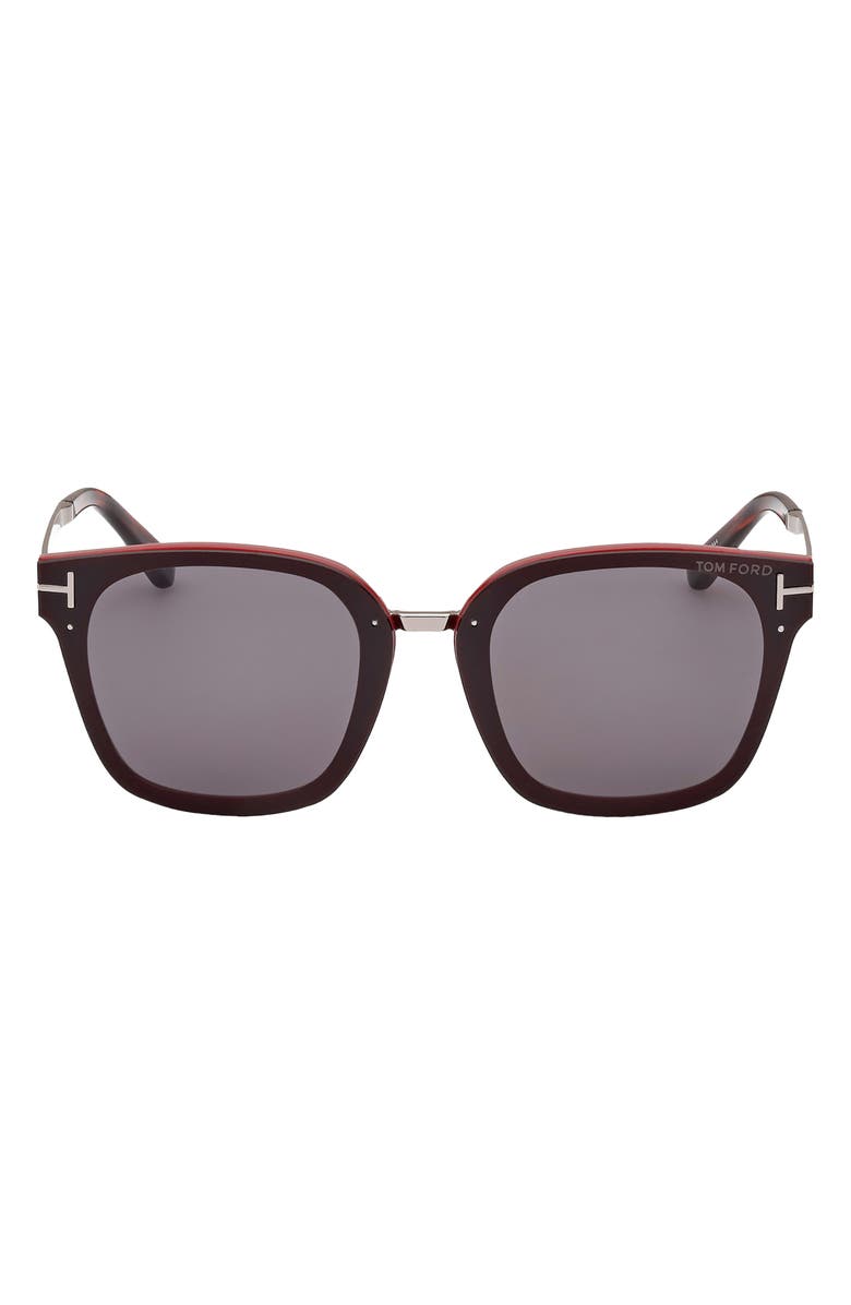 TOM FORD Philippa 68mm Gradient Square Sunglasses, Main, color, Shiny Bordeaux/ Smoke