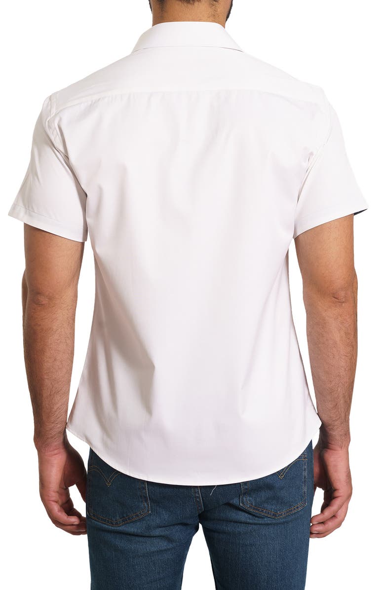 Jared Lang Trim Fit Solid Cotton Short Sleeve Button-Up Shirt, Alternate, color,