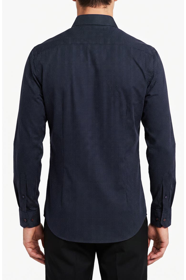 Dot Pattern Cotton Button-Up Shirt, Alternate, color, NAVY DOT PATTERN