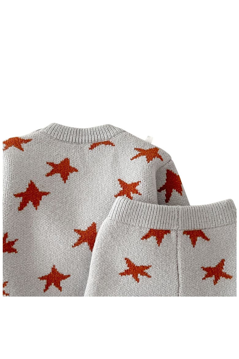 Zuri Star Pattern Crewneck Sweater & Pants Set, Alternate, color, GRAY