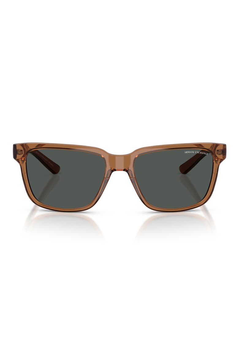 56mm Square Sunglasses, Main, color, TRANSPARENT BROWN / GREY