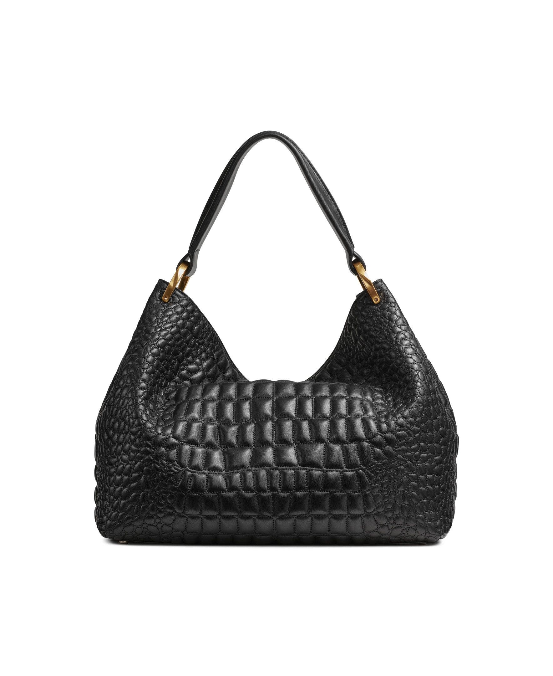 Donna Karan New York Glenwood Quilted Croc Shoulder, Alternate, color, Blk/Gold