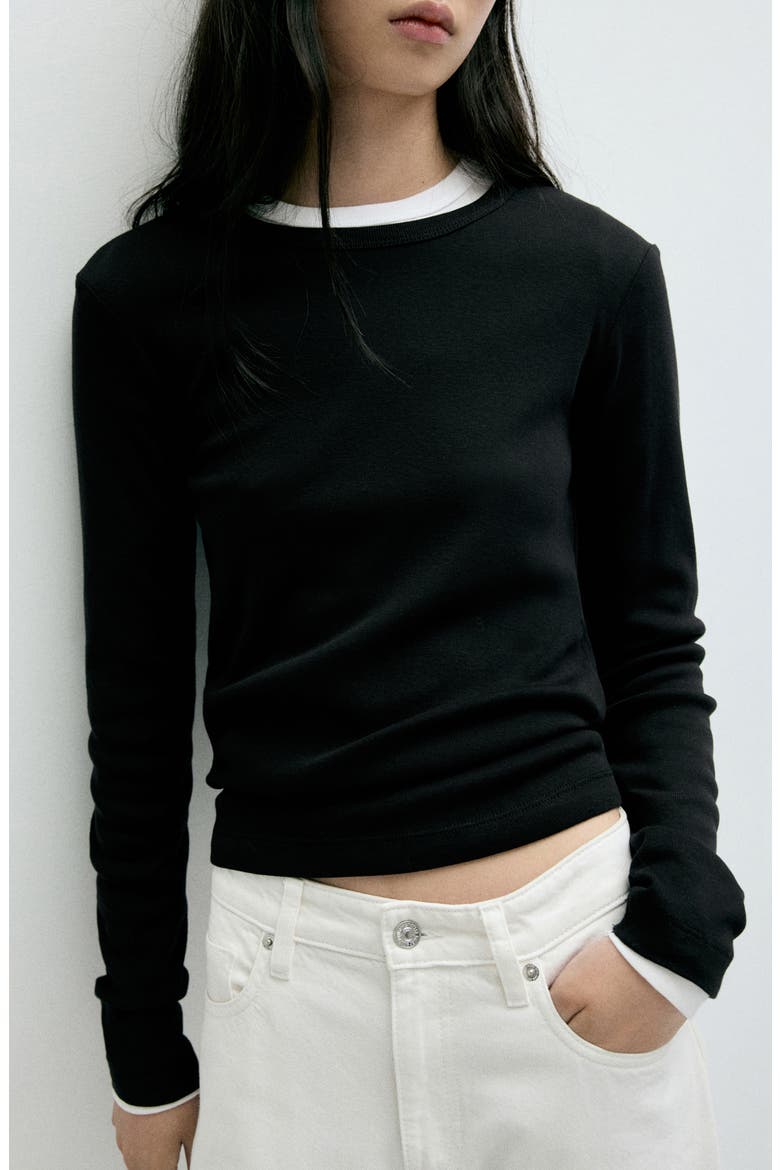 Fitted Cotton T-Shirt, Main, color, BLACK