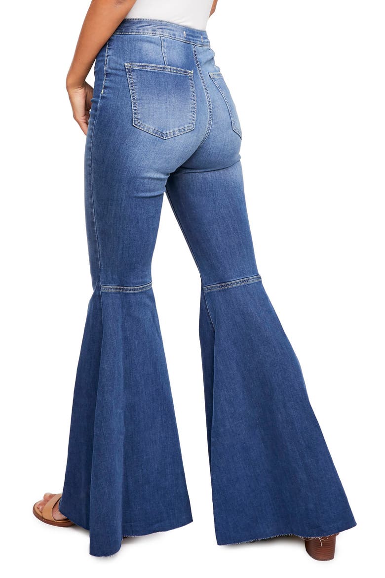 We the Free Just Float On High Waist Flare Jeans, Alternate, color, DARK BLUE