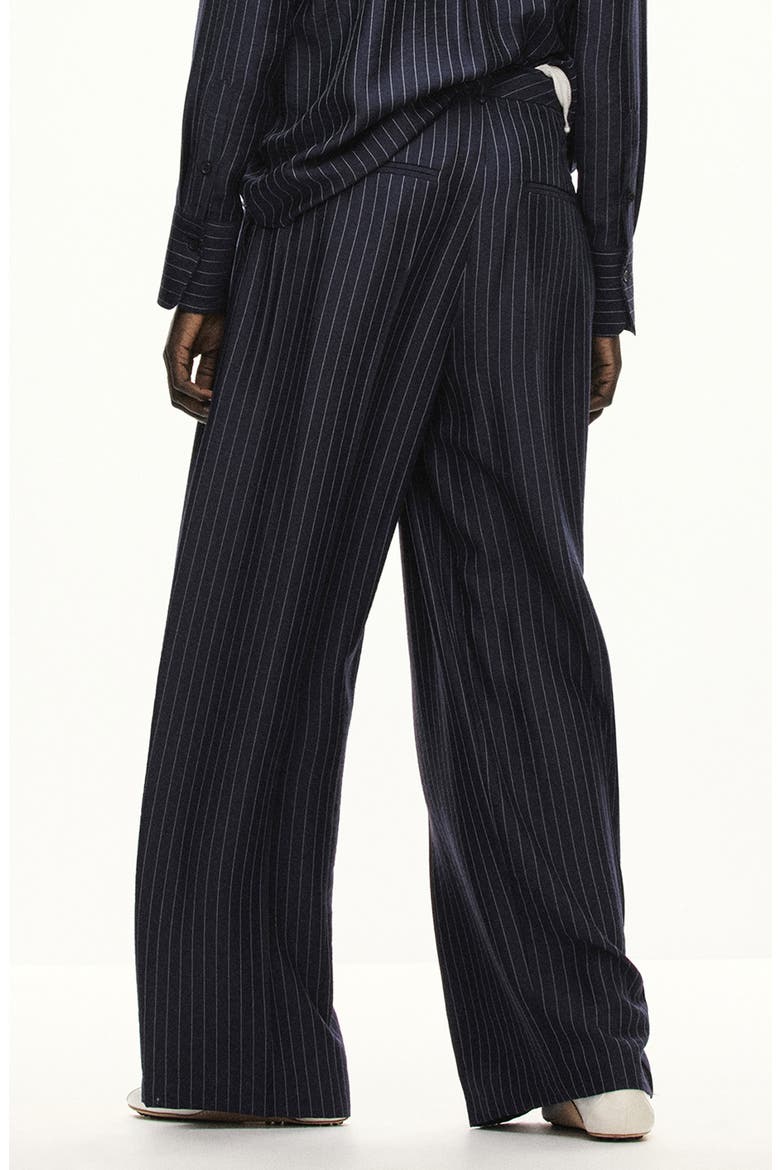 Pinstripe Wide Leg Trousers, Alternate, color, NAVY