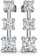 Bliss Diamond 1Ct Three Stone Drop Earrings 10k Gold Lab Grown 5/8" Tall Push Back