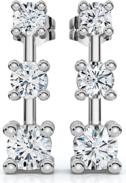Bliss Diamond 1Ct Three Stone Drop Earrings 10k Gold Lab Grown 5/8" Tall Push Back