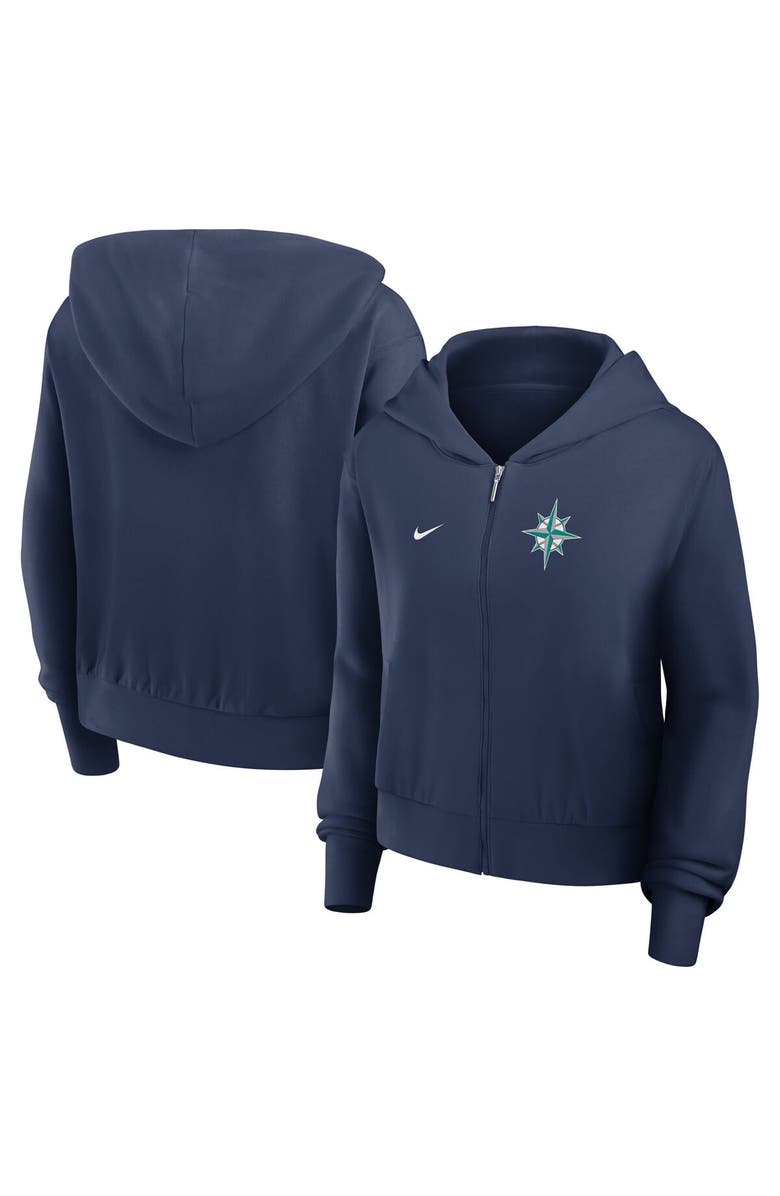 Nike Women's Nike Navy Seattle Mariners Cropped Chill Full-Zip Hoodie, Alternate, color, Navy