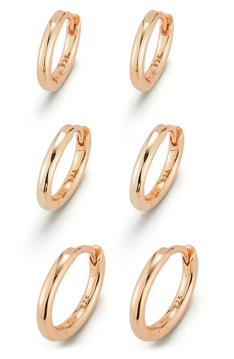 Set of 3 Huggie Hoop Earrings