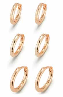 Set of 3 Huggie Hoop Earrings